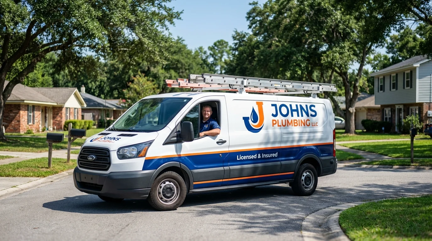 Johns Plumbing LLC service van in Freeland, MI