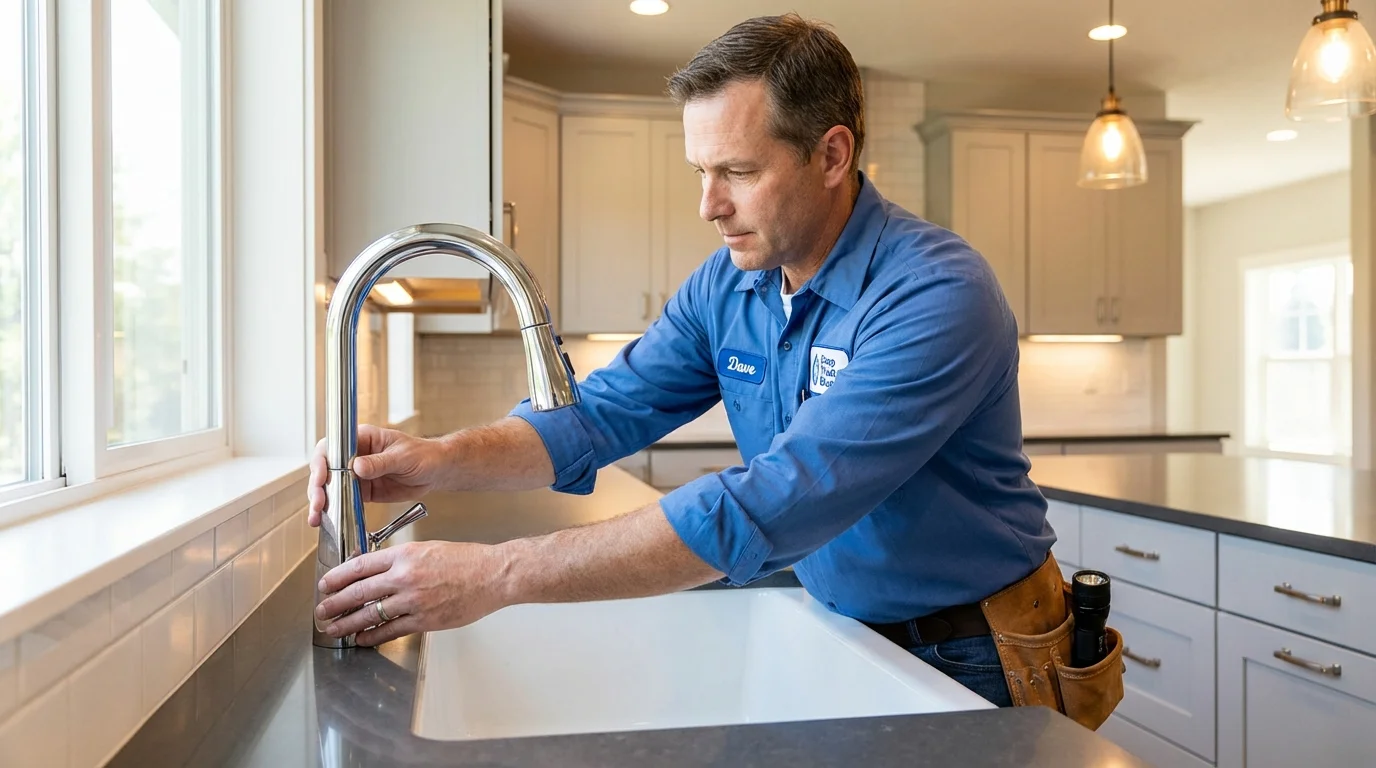 Kitchen faucet installation by Johns Plumbing LLC in Freeland